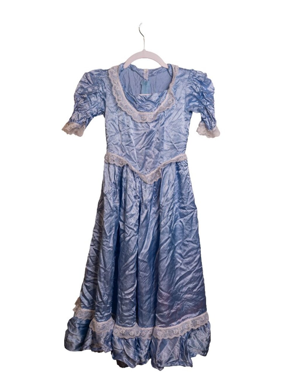 Vintage Blue Satin Girls' Formal Dress - Costume - Church Gown - Handmade - 5/6